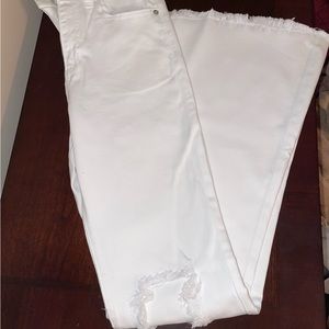Kancan white flare with knee holes